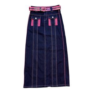 Vintage Y2K Crest Jeans Pink and Blue Denim Skirt